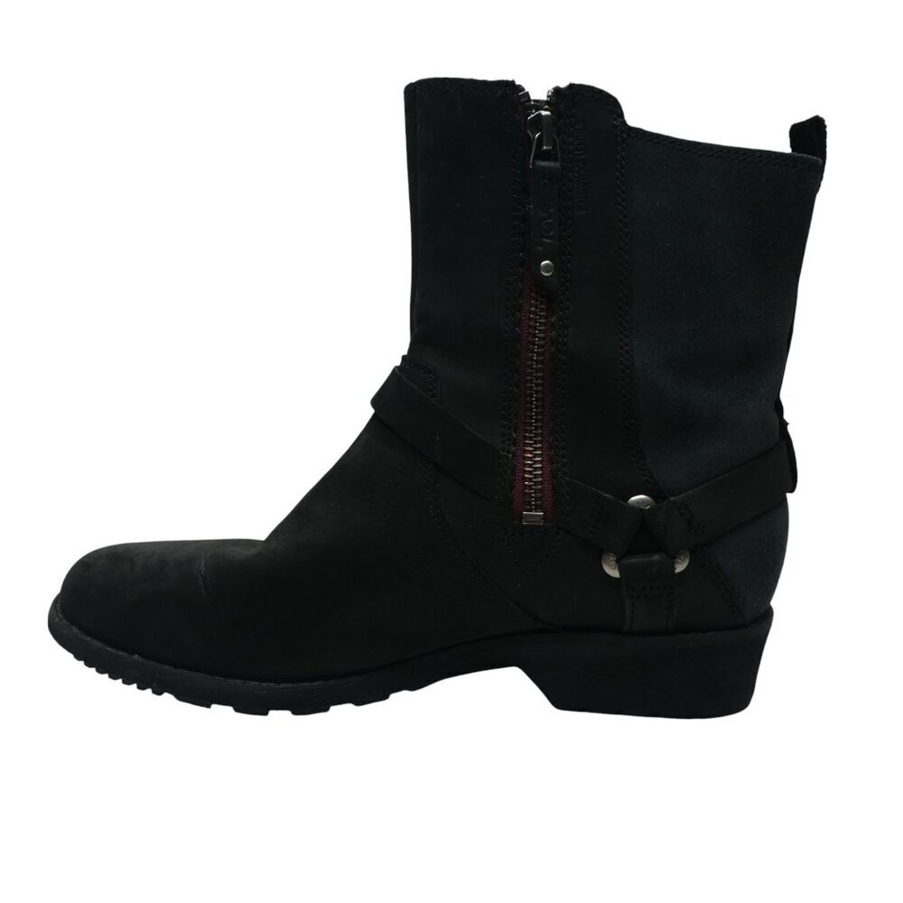 Teva De La Vina Dos Black Leather Biker Moto Waterproof Boots Womens 8 - Picture 3 of 13